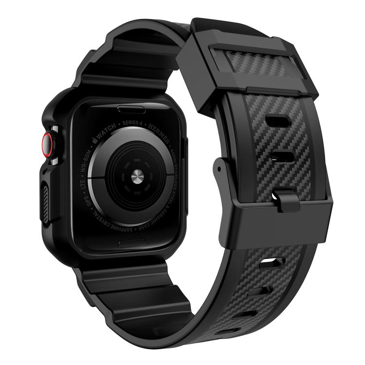For Apple Watch 42mm / 41mm / 40mm / 38mm VIETAO Carbon Fiber Silicone Strap