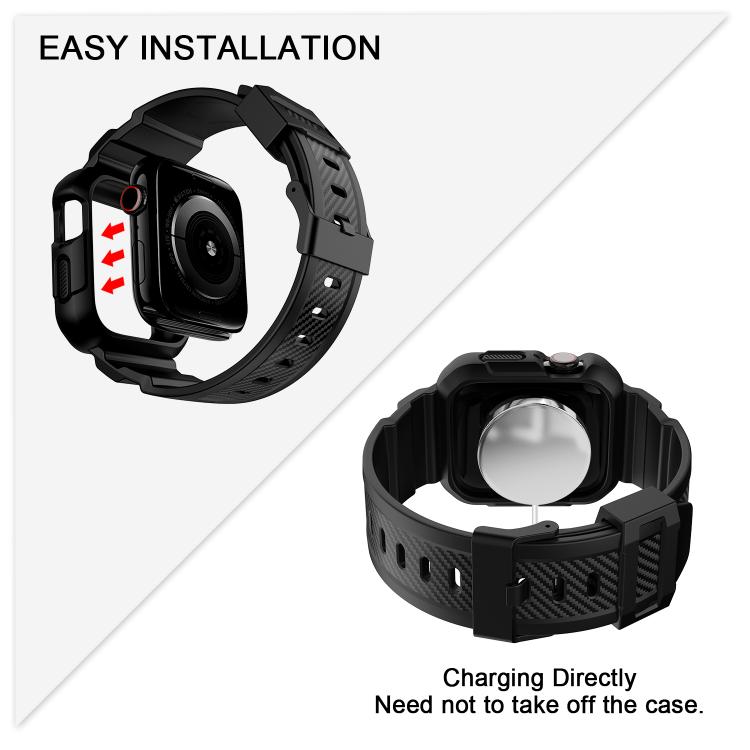 For Apple Watch 42mm / 41mm / 40mm / 38mm VIETAO Carbon Fiber Silicone Strap