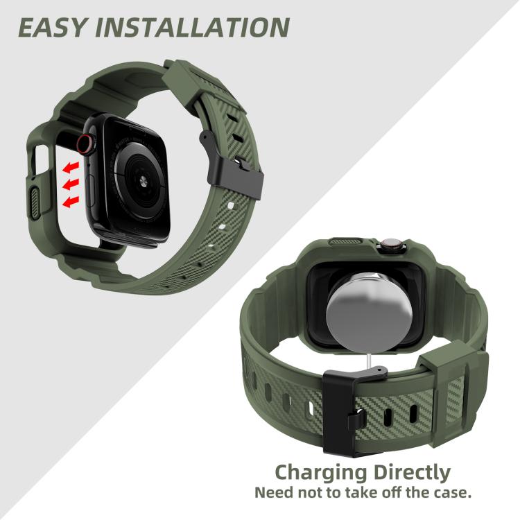 For Apple Watch 42mm / 41mm / 40mm / 38mm VIETAO Carbon Fiber Silicone Strap