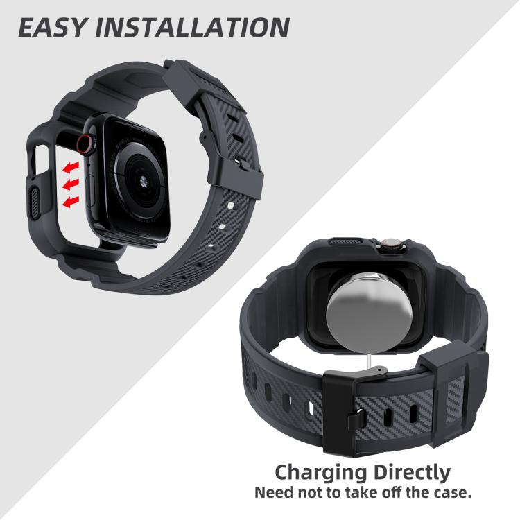 For Apple Watch 42mm / 41mm / 40mm / 38mm VIETAO Carbon Fiber Silicone Strap