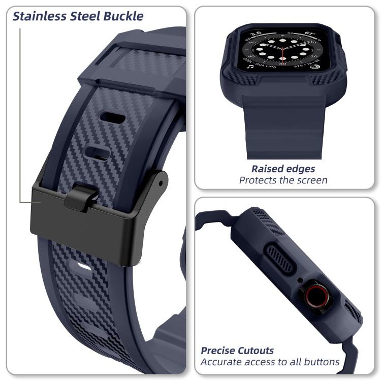 For Apple Watch 42mm / 41mm / 40mm / 38mm VIETAO Carbon Fiber Silicone Strap