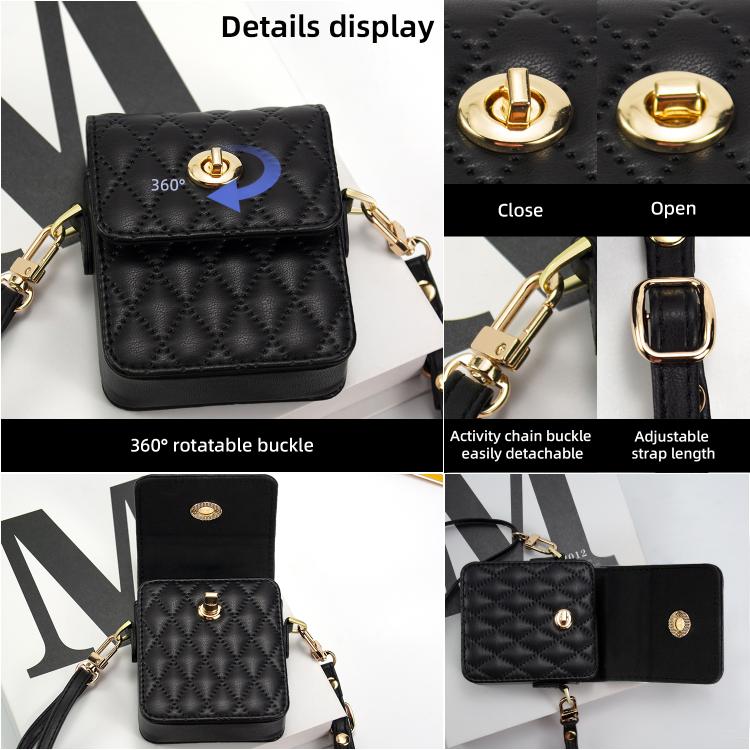 For Samsung Galaxy Z Flip Series VIETAO Rhombic Texture Bag PU Fold Phone Case