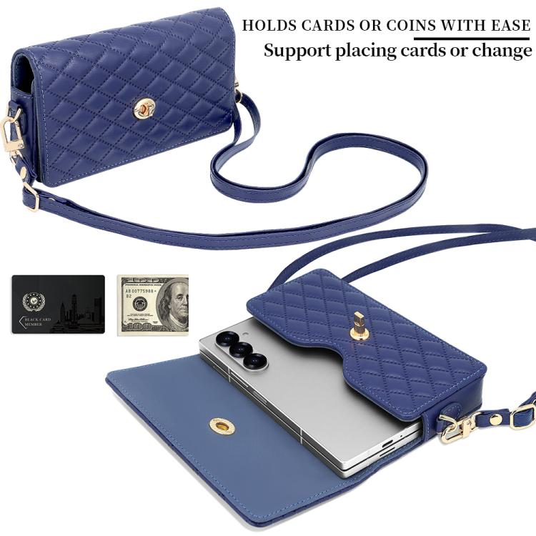 For Samsung Galaxy Z Fold Series VIETAO Rhombic Texture Bag PU Fold Phone Case