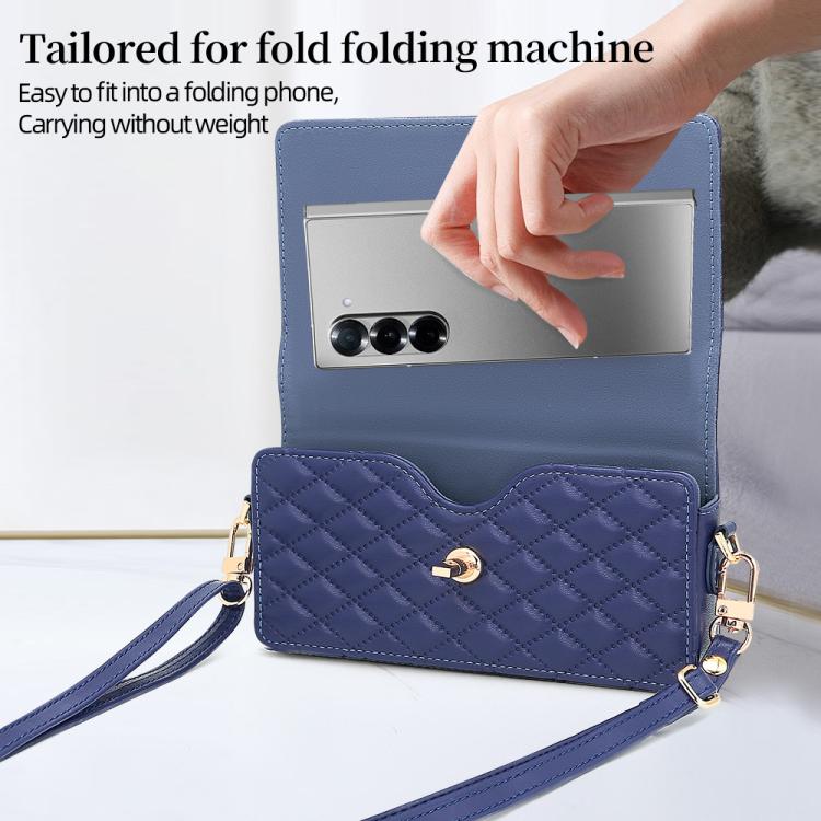 For Samsung Galaxy Z Fold Series VIETAO Rhombic Texture Bag PU Fold Phone Case