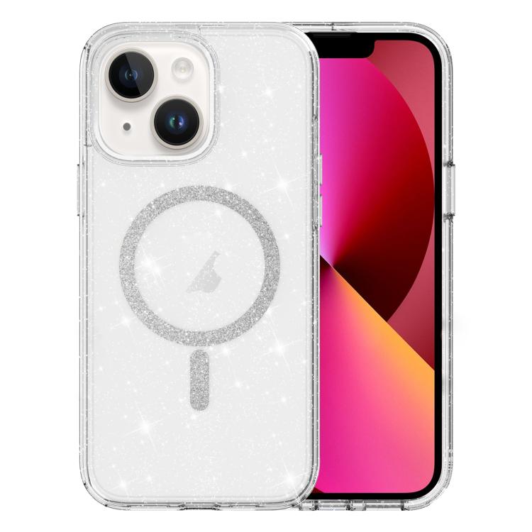 For iPhone 13 Clear Glitter Powder MagSafe Phone Case - Transparent
