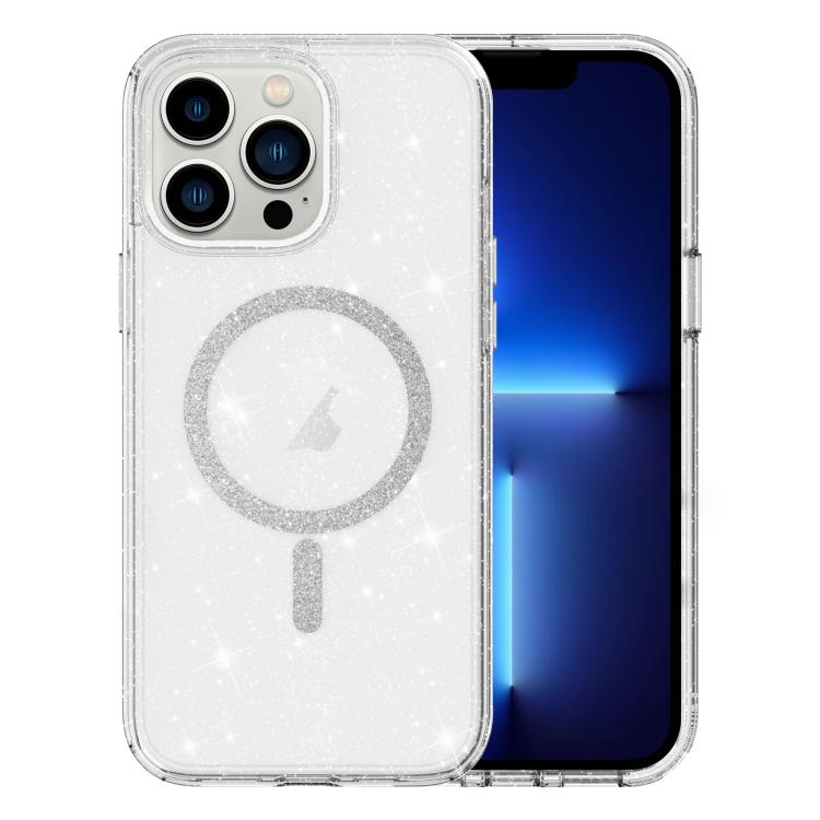 For iPhone 13 Pro Clear Glitter Powder MagSafe Phone Case - Transparent