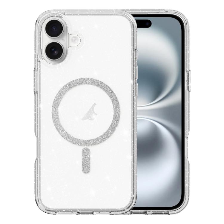 For iPhone 16 Clear Glitter Powder MagSafe Phone Case - Transparent