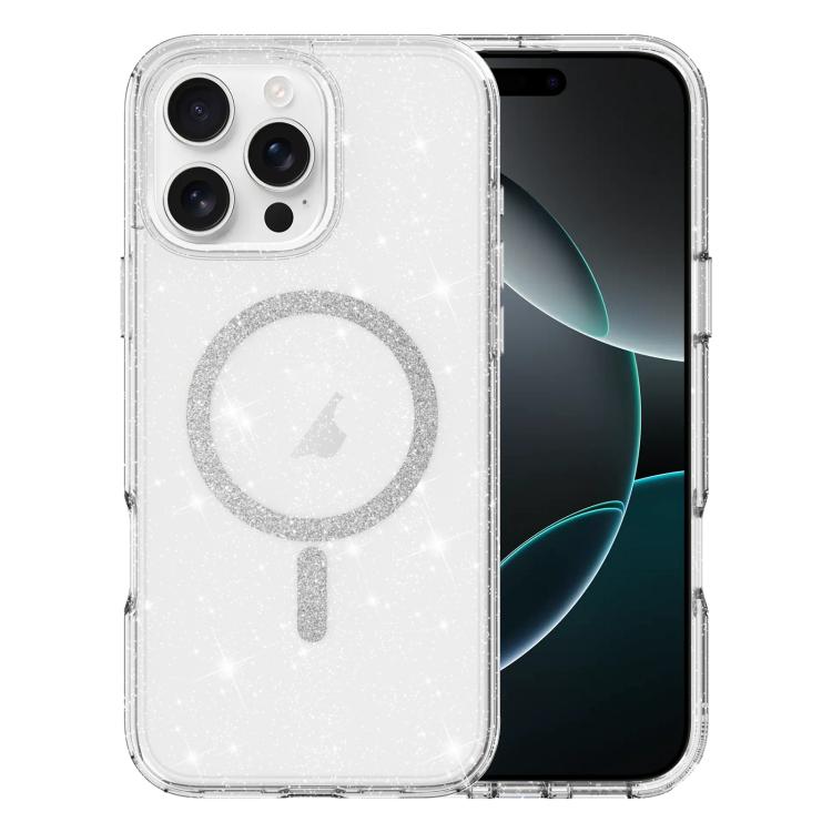 For iPhone 16 Pro Max Clear Glitter Powder MagSafe Phone Case - Transparent