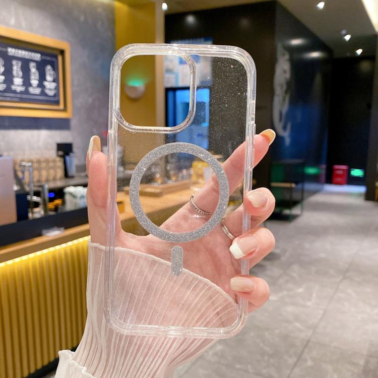 For iPhone 15 Pro Max Clear Glitter Powder MagSafe Phone Case - Transparent