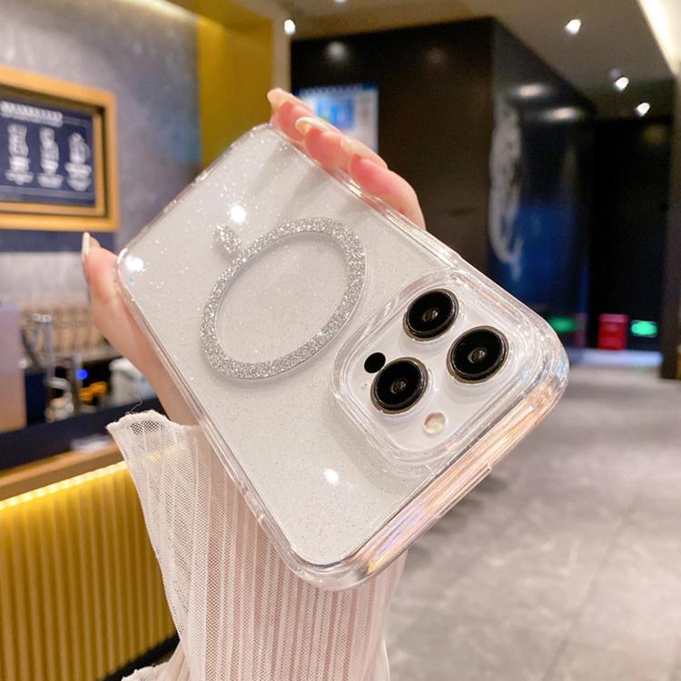 For iPhone 16 Clear Glitter Powder MagSafe Phone Case - Transparent