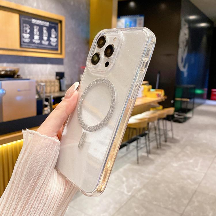 For iPhone 13 Pro Clear Glitter Powder MagSafe Phone Case - Transparent