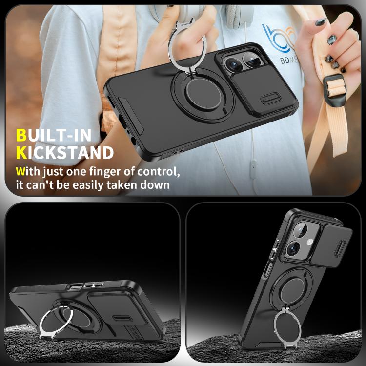 For OPPO A3x Global Sliding Camshield Ring Holder Phone Case