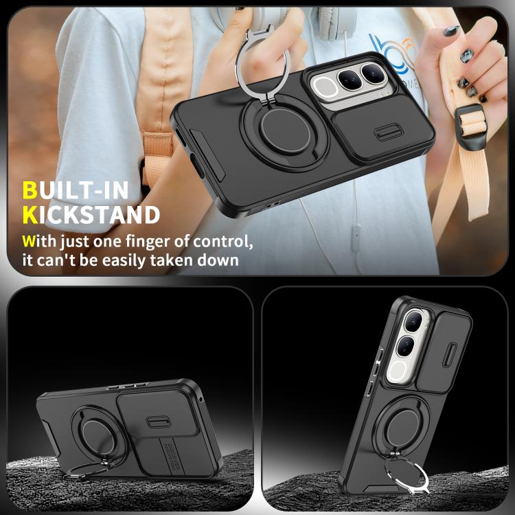 For vivo V40 Lite 5G Sliding Camshield Ring Holder Phone Case