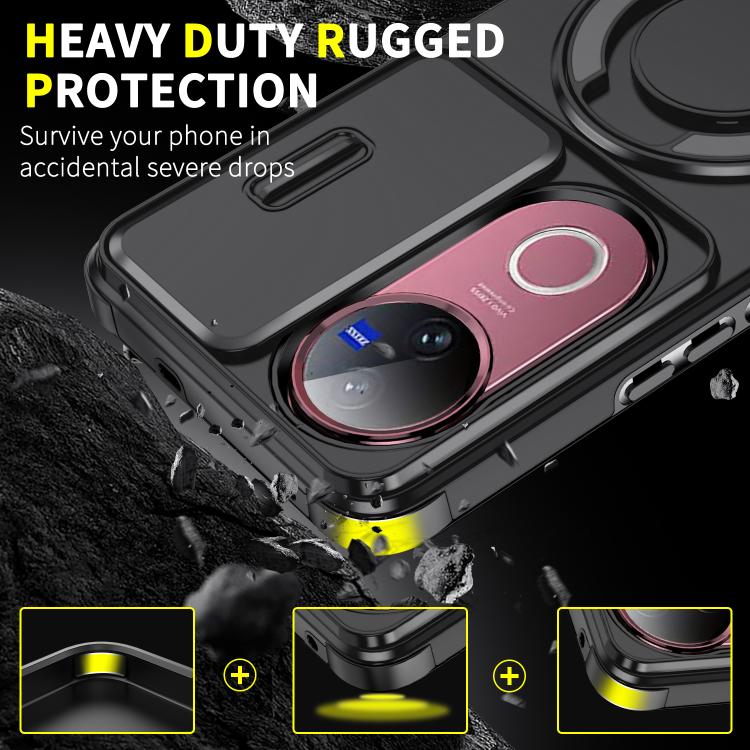 For vivo V50 Sliding Camshield Ring Holder Phone Case