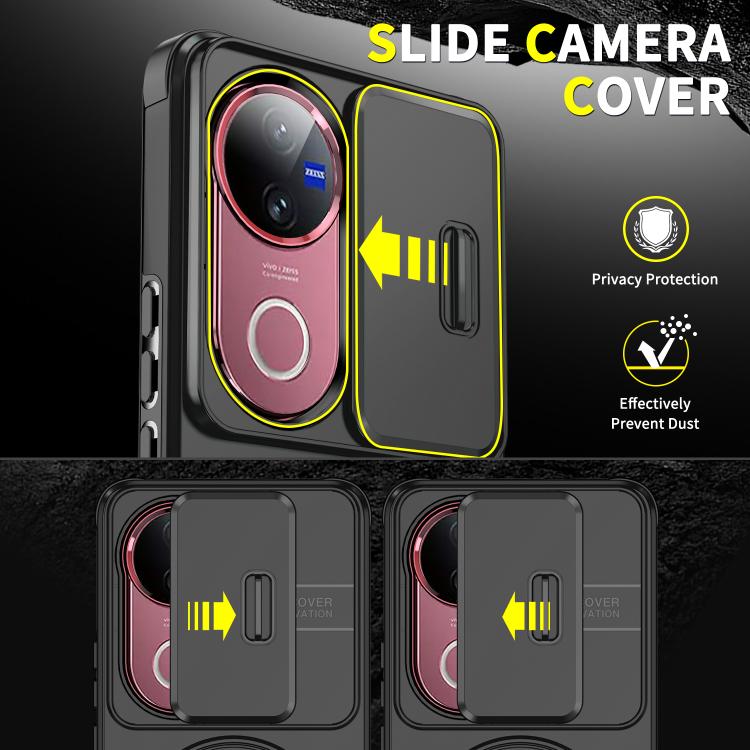 For vivo V50 Sliding Camshield Ring Holder Phone Case