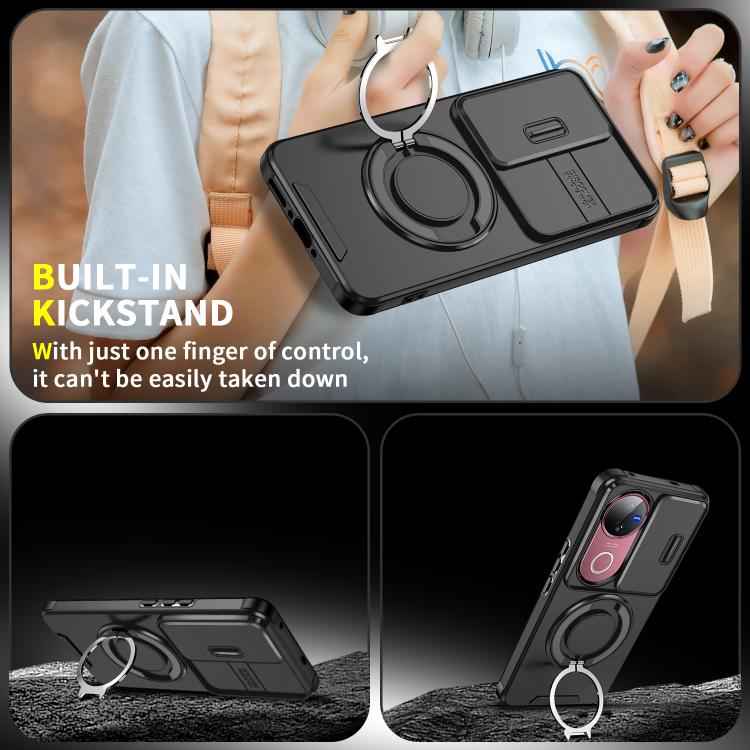 For vivo V50 Sliding Camshield Ring Holder Phone Case