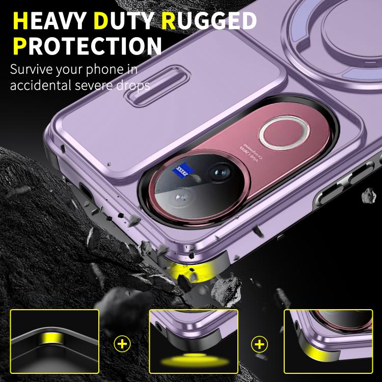For vivo V50 Sliding Camshield Ring Holder Phone Case