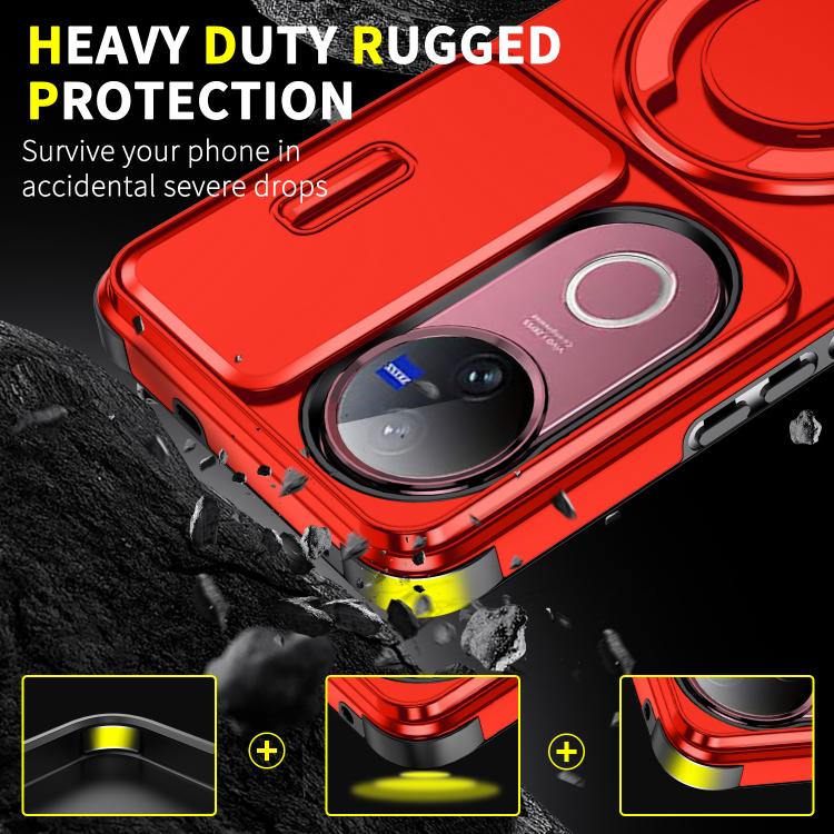 For vivo V50 Sliding Camshield Ring Holder Phone Case