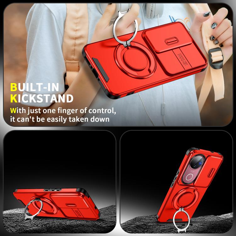 For vivo V50 Sliding Camshield Ring Holder Phone Case