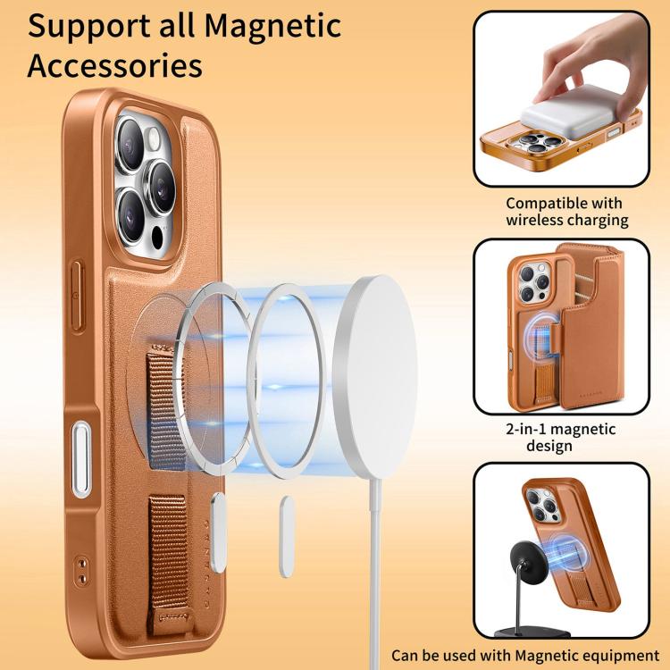 For iPhone 16 Pro Max CaseNeo Finger Grip Strap MagSafe Leather Phone Case