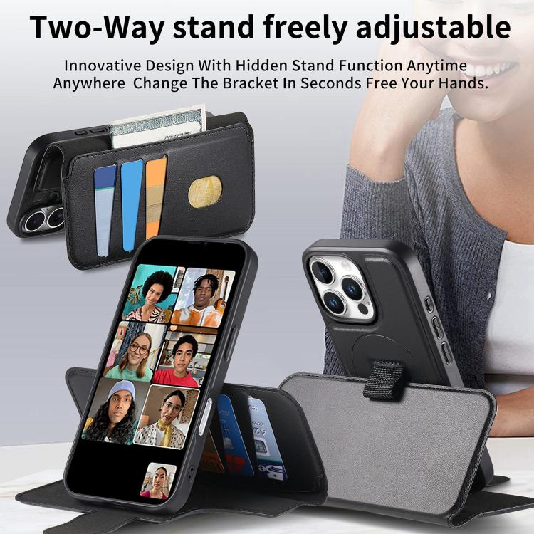 For iPhone 16 Pro Max CaseNeo Finger Grip Strap MagSafe Leather Phone Case