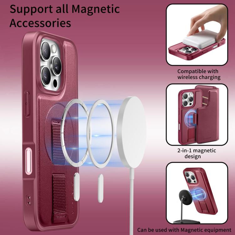 For iPhone 16 Pro Max CaseNeo Finger Grip Strap MagSafe Leather Phone Case