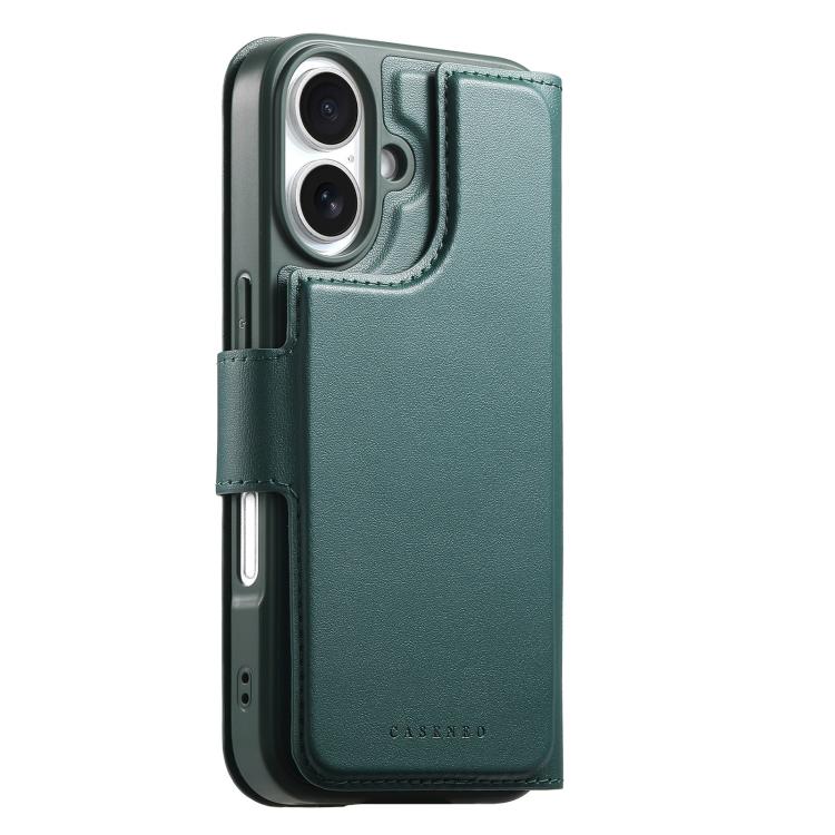 For iPhone 16 Plus CaseNeo Finger Grip Strap MagSafe Leather Phone Case