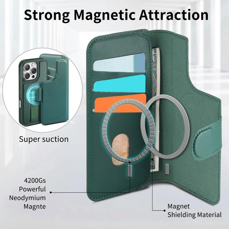 For iPhone 16 Plus CaseNeo Finger Grip Strap MagSafe Leather Phone Case