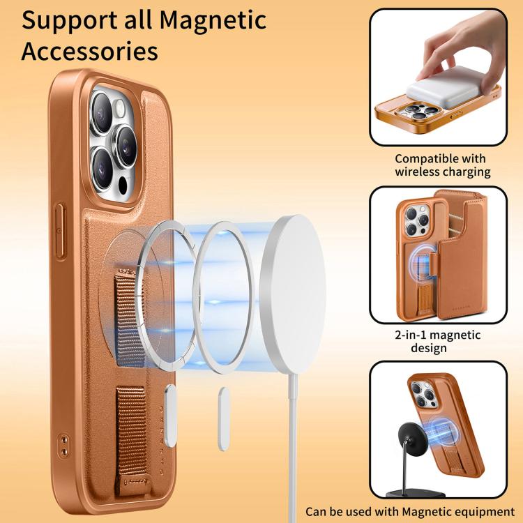 For iPhone 15 Pro CaseNeo Finger Grip Strap MagSafe Leather Phone Case