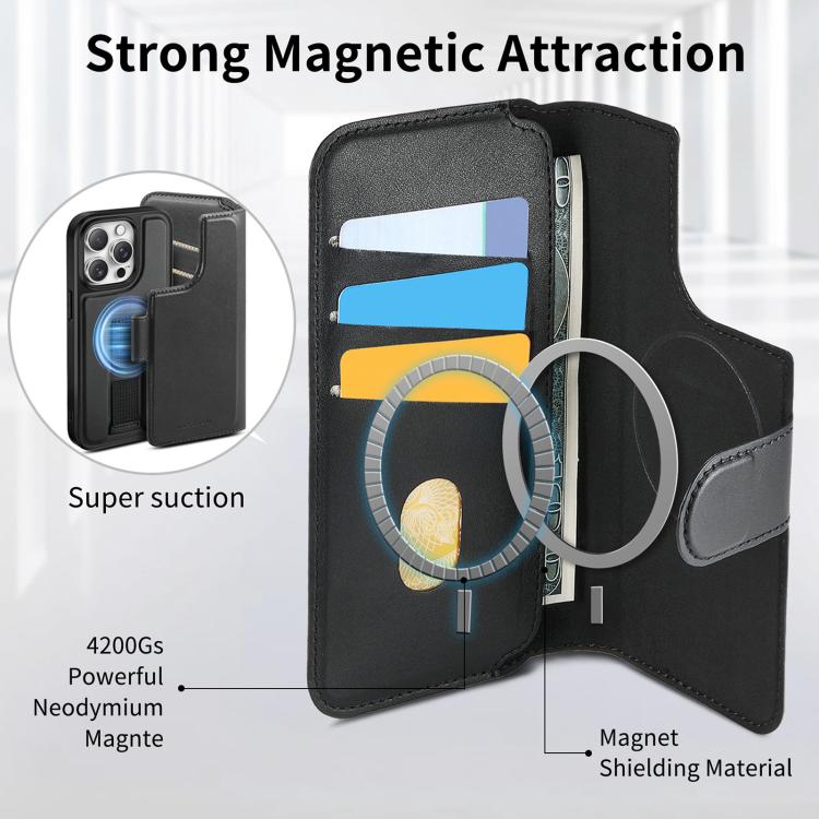 For iPhone 15 Pro CaseNeo Finger Grip Strap MagSafe Leather Phone Case