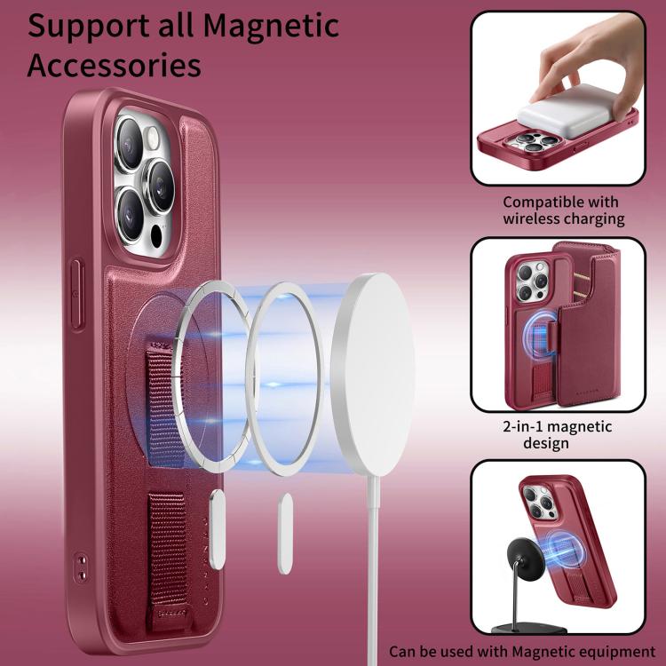 For iPhone 15 Pro CaseNeo Finger Grip Strap MagSafe Leather Phone Case