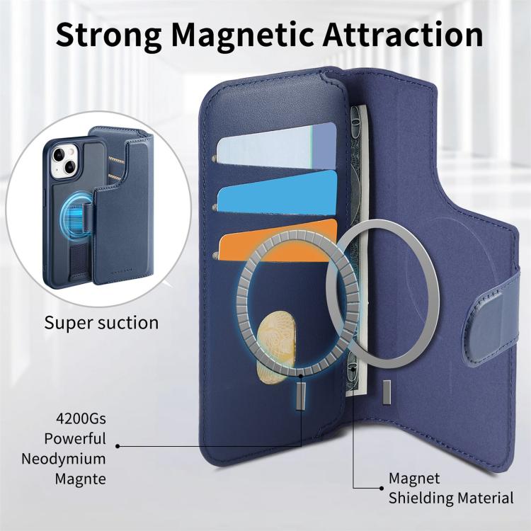 For iPhone 15 CaseNeo Finger Grip Strap MagSafe Leather Phone Case