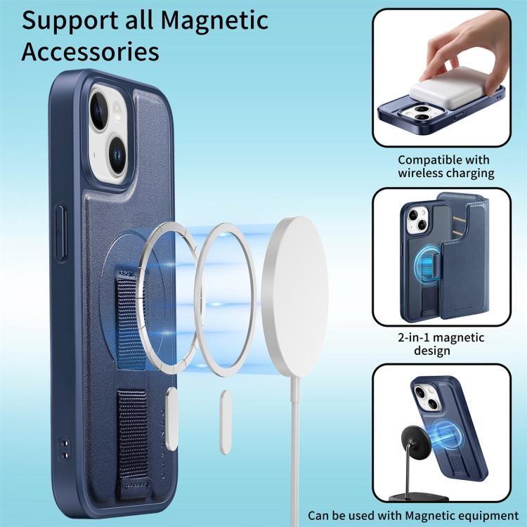 For iPhone 15 CaseNeo Finger Grip Strap MagSafe Leather Phone Case