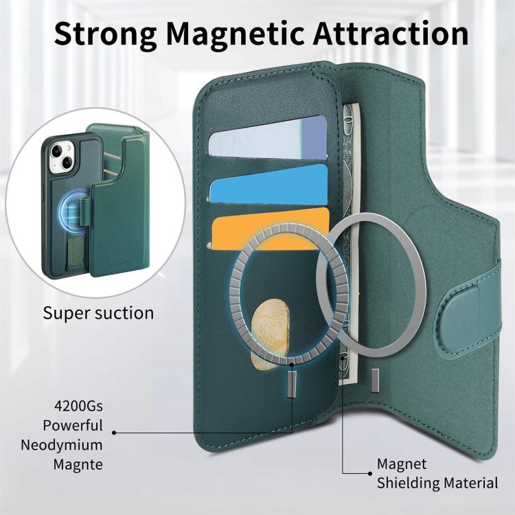 For iPhone 14 / 13 CaseNeo Finger Grip Strap MagSafe Leather Phone Case