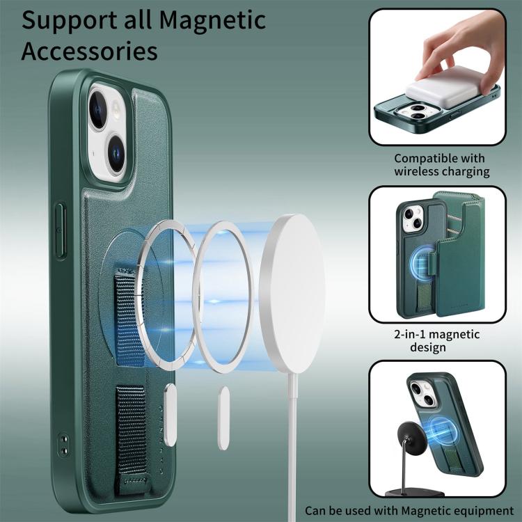 For iPhone 14 / 13 CaseNeo Finger Grip Strap MagSafe Leather Phone Case