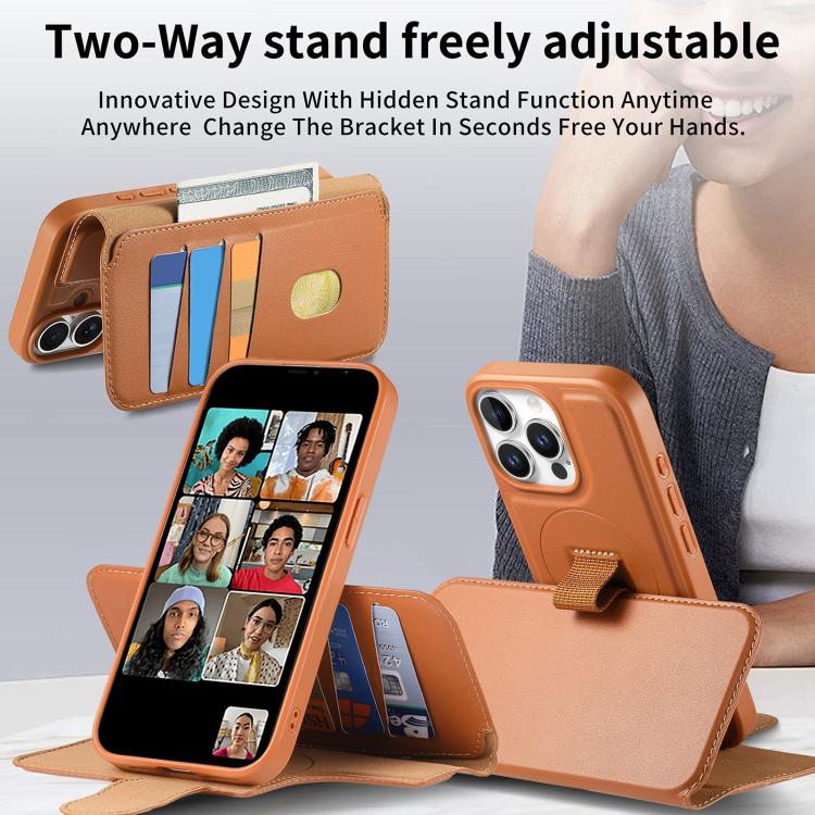 For iPhone 14 Pro Max CaseNeo Finger Grip Strap MagSafe Leather Phone Case