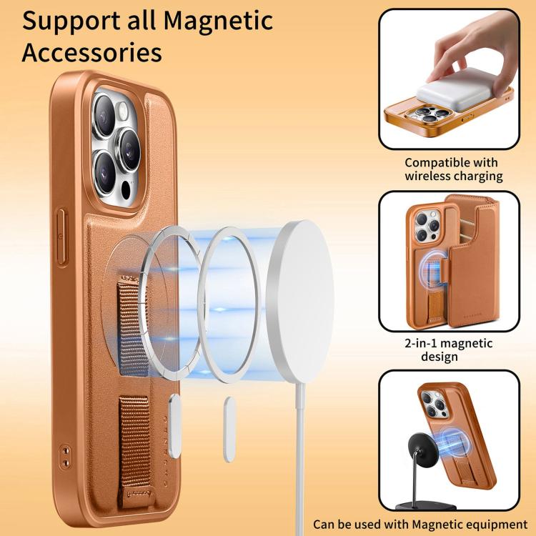 For iPhone 14 Pro Max CaseNeo Finger Grip Strap MagSafe Leather Phone Case