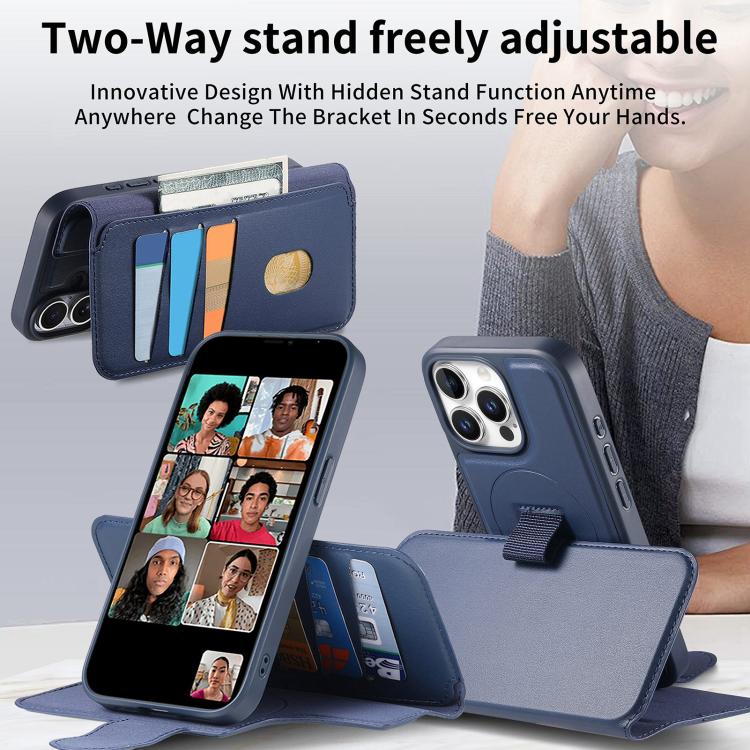 For iPhone 14 Pro Max CaseNeo Finger Grip Strap MagSafe Leather Phone Case