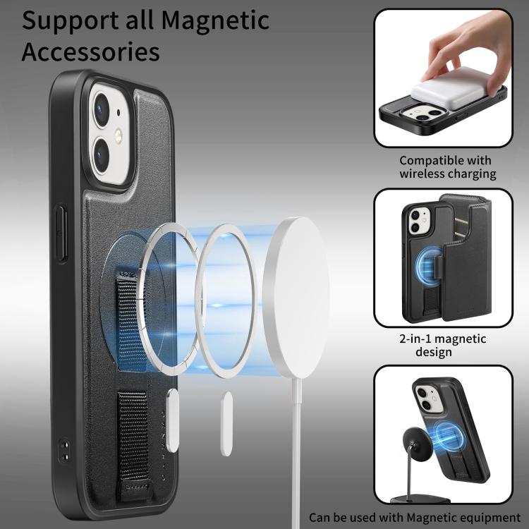 For iPhone 12 / 12 Pro CaseNeo Finger Grip Strap MagSafe Leather Phone Case