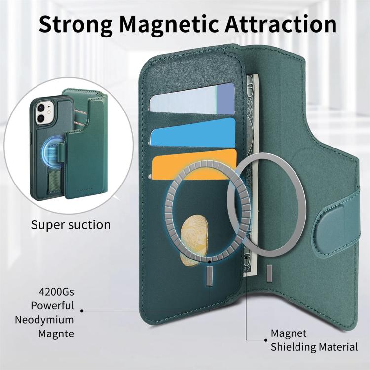For iPhone 12 / 12 Pro CaseNeo Finger Grip Strap MagSafe Leather Phone Case