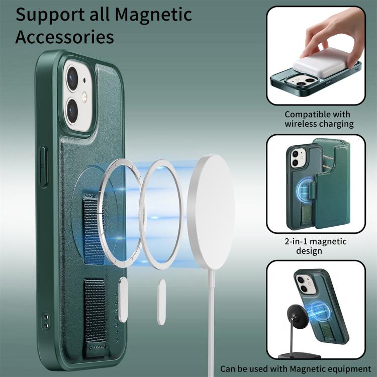 For iPhone 12 / 12 Pro CaseNeo Finger Grip Strap MagSafe Leather Phone Case