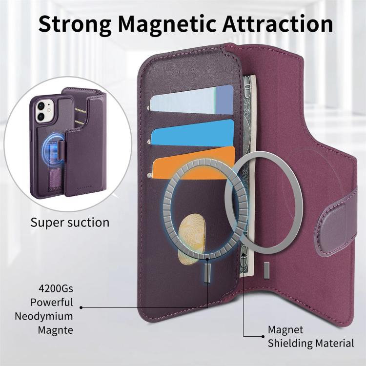For iPhone 12 / 12 Pro CaseNeo Finger Grip Strap MagSafe Leather Phone Case