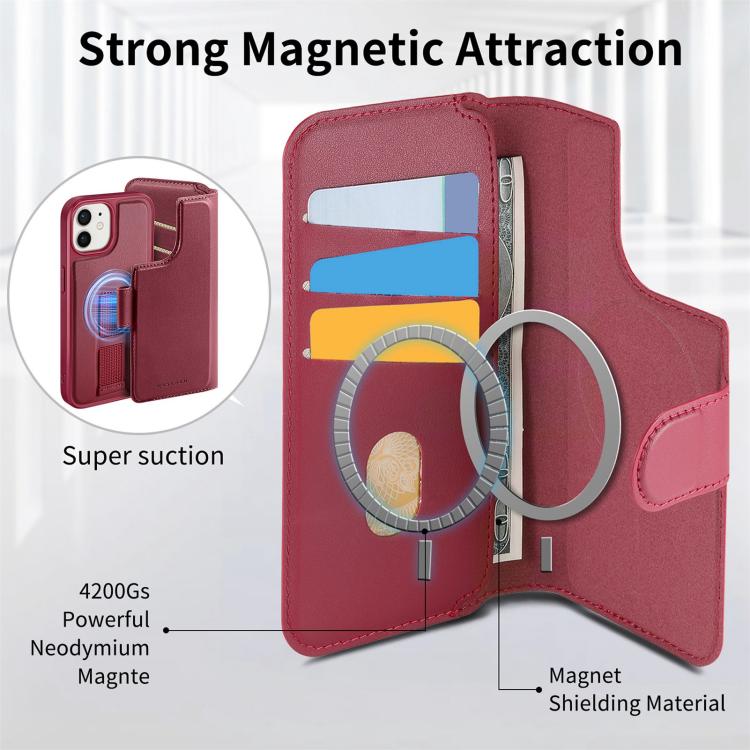 For iPhone 12 / 12 Pro CaseNeo Finger Grip Strap MagSafe Leather Phone Case