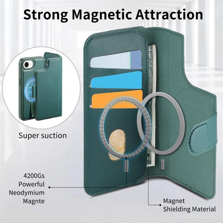For iPhone 17e / 16e CaseNeo Finger Grip Strap MagSafe Leather Phone Case