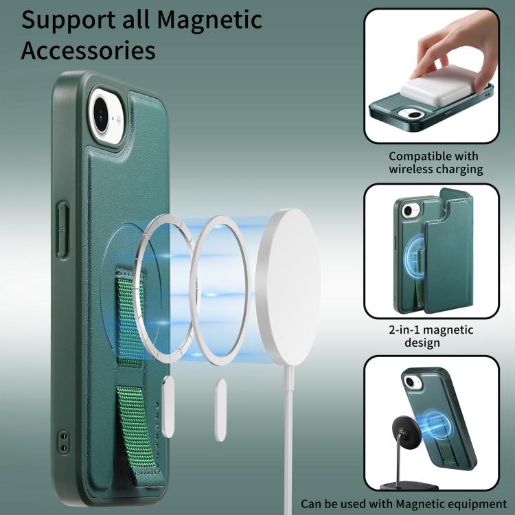 For iPhone 17e / 16e CaseNeo Finger Grip Strap MagSafe Leather Phone Case
