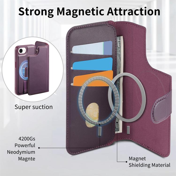 For iPhone 17e / 16e CaseNeo Finger Grip Strap MagSafe Leather Phone Case