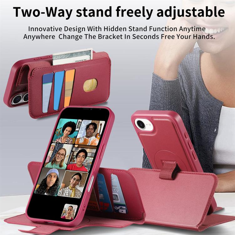 For iPhone 17e / 16e CaseNeo Finger Grip Strap MagSafe Leather Phone Case