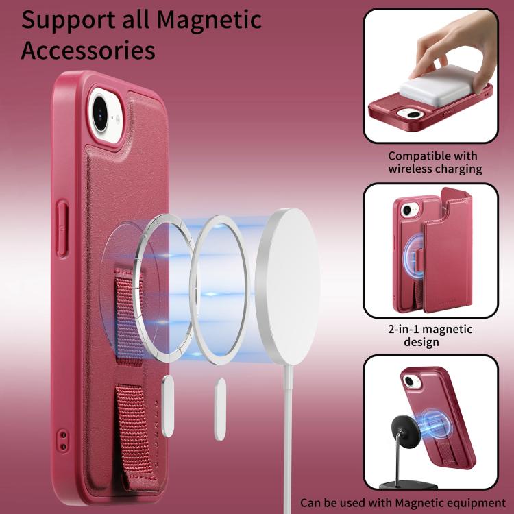 For iPhone 17e / 16e CaseNeo Finger Grip Strap MagSafe Leather Phone Case