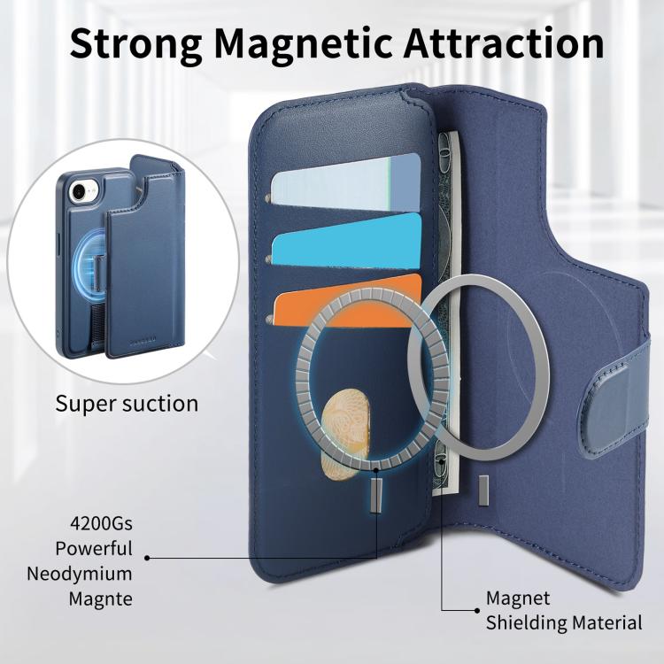 For iPhone 17e / 16e CaseNeo Finger Grip Strap MagSafe Leather Phone Case