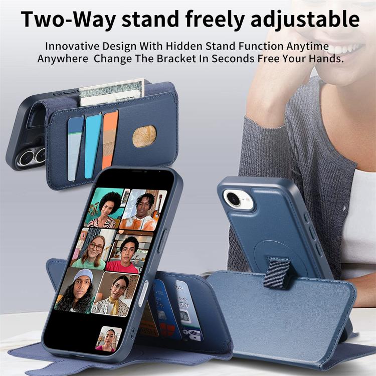 For iPhone 17e / 16e CaseNeo Finger Grip Strap MagSafe Leather Phone Case